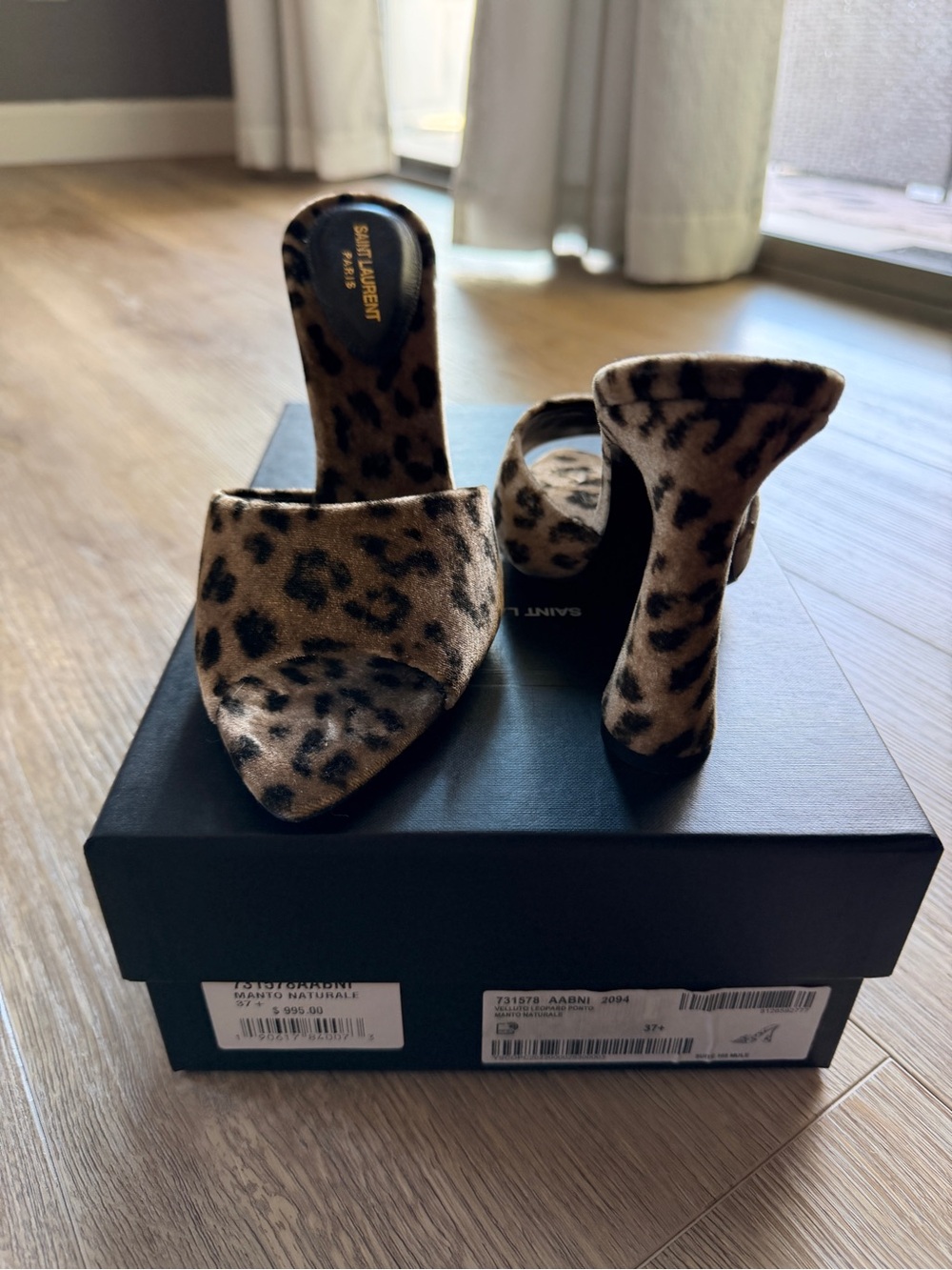 YSL Saint Laurent Leopard Print Heels - Tan & Black - Picture 3 of 6